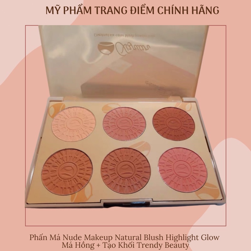 Phấn Má Nude Makeup Natural Blush Highlight Glow - Má Hồng + Tạo Khối Trendy Beauty