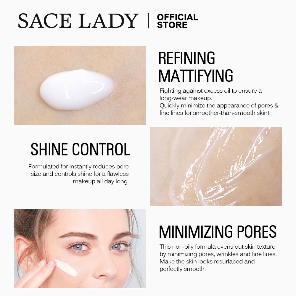 Bộ Mỹ Phẩm SACE LADY Gồm Kem Lót Không Chứa Dầu + Kem Nền Dạng Lỏng Lì Dung Tích 15ml