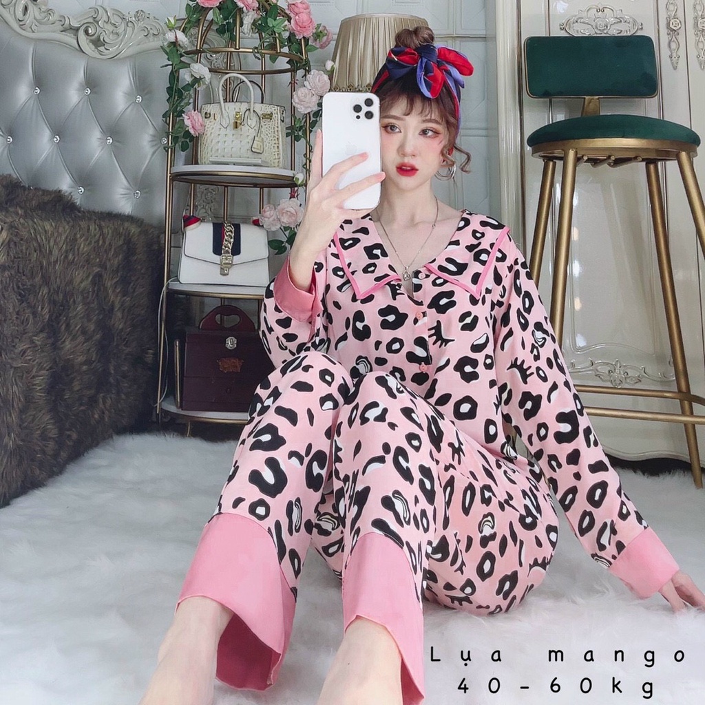 Đồ bộ mặc nhà Pijama, bộ ngủ nữ đẹp tay dài vải lụa mango mềm mát freesize dưới 62kg WINDY BOUTIQUE S06 | BigBuy360 - bigbuy360.vn