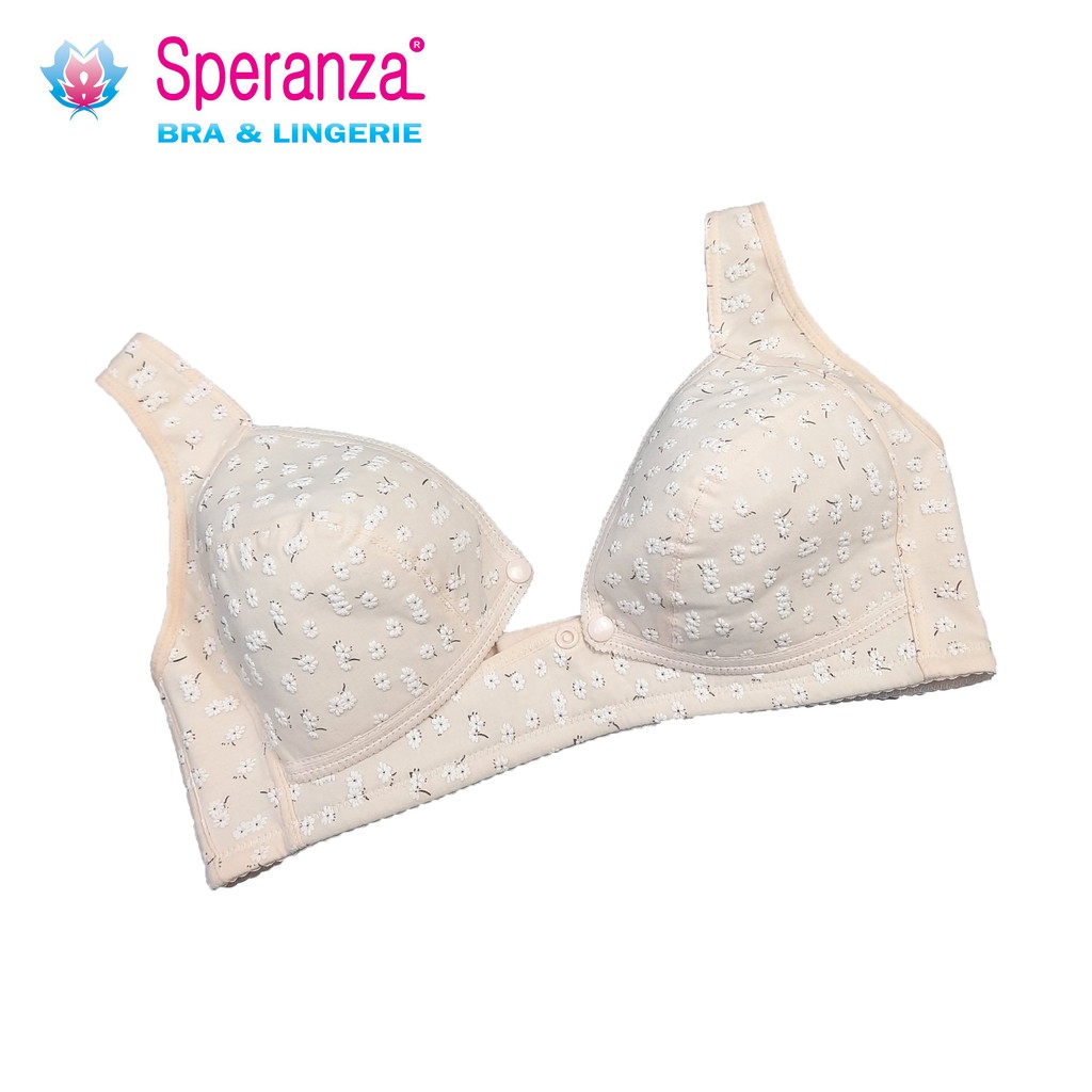 Áo Ngực Bầu Cho Bé Bú Speranza, vải Cotton in Hoa Cúc Dễ Thương Không Gọng Cao Cấp SPAB222SH