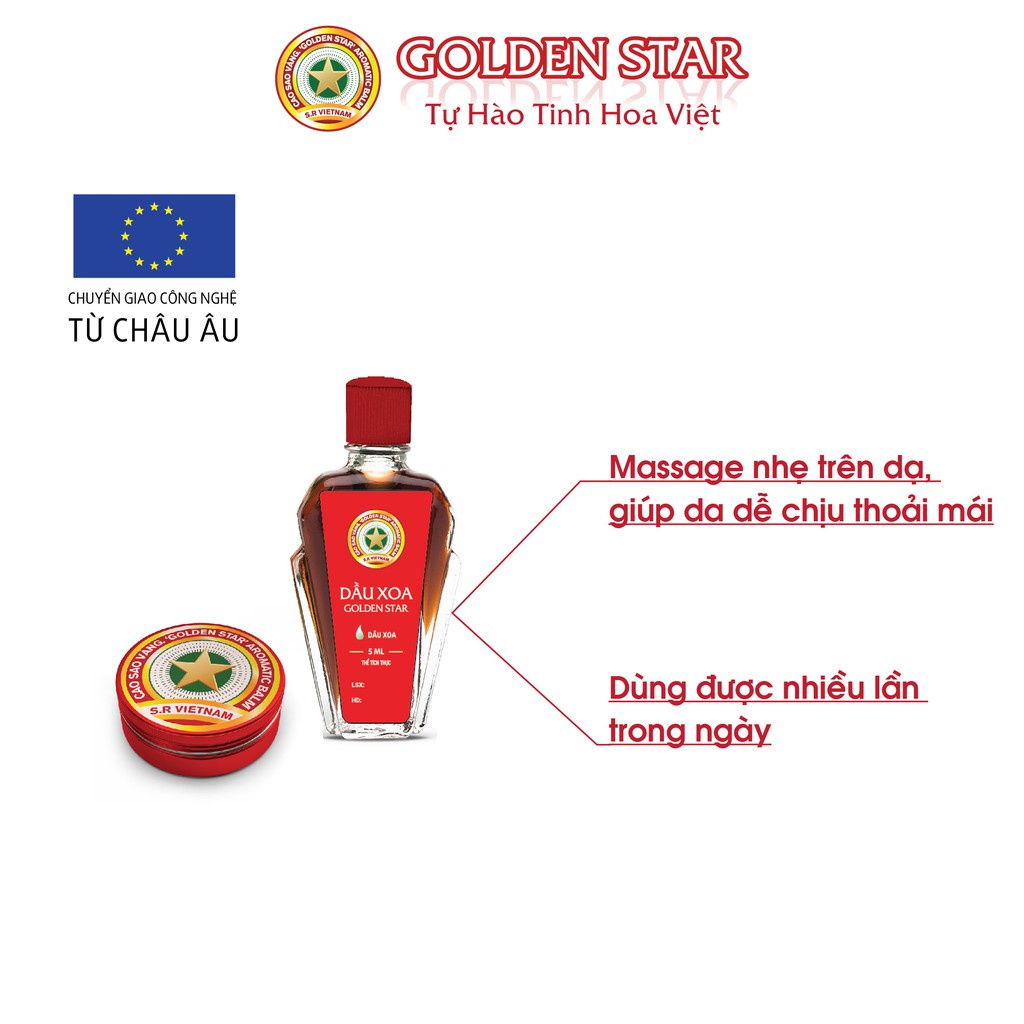 Combo Dầu xoa Golden star 5ml và Cao sao vàng Golden Star 3g Rẻ vô địch]