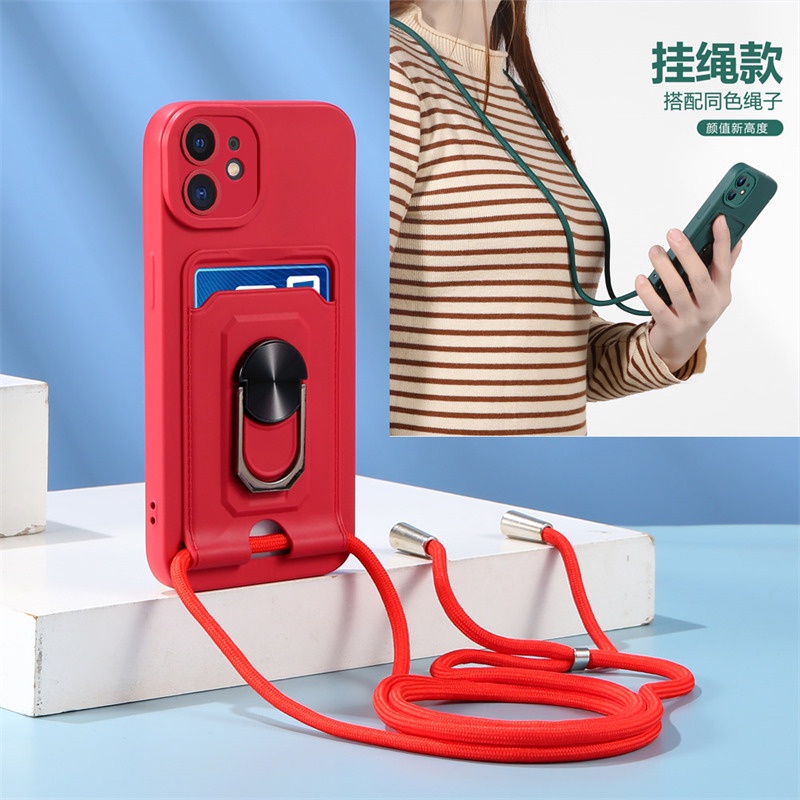 Ốp Điện Thoại Có Dây Đeo Chéo Cho iPhone 13 12 11 Pro XS Max XR X SE 7 8 Plus 13 Mini