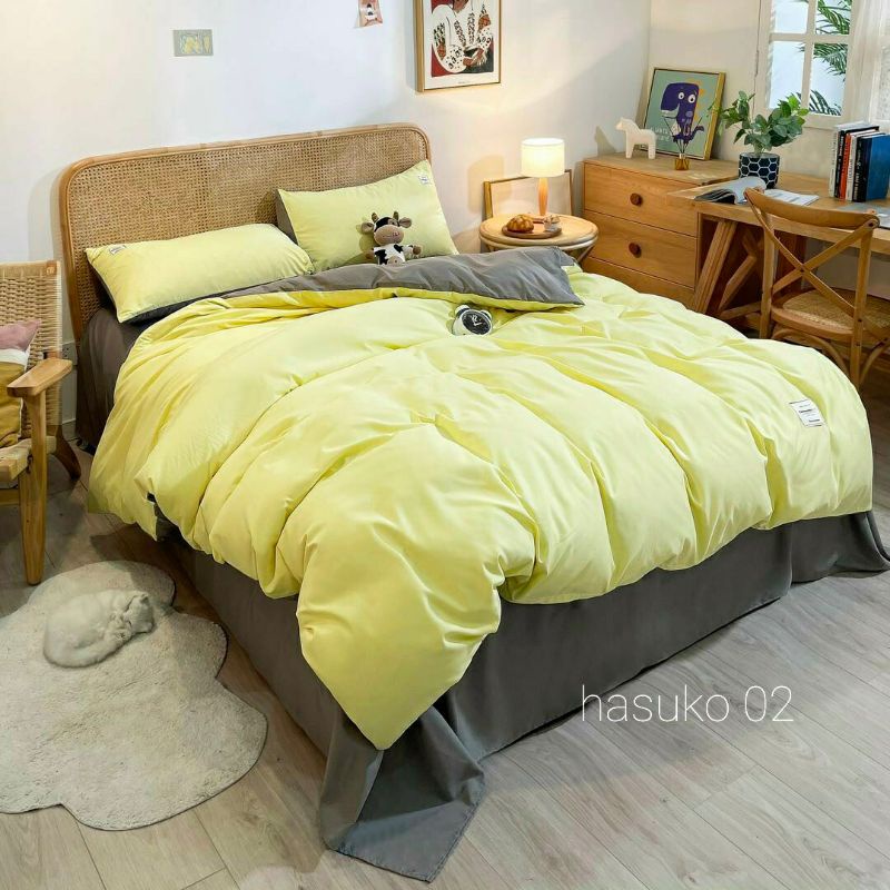 Bộ Vỏ Chăn Ga Gối Cotton Đũi tici Mẫu Mới Nhất 2021