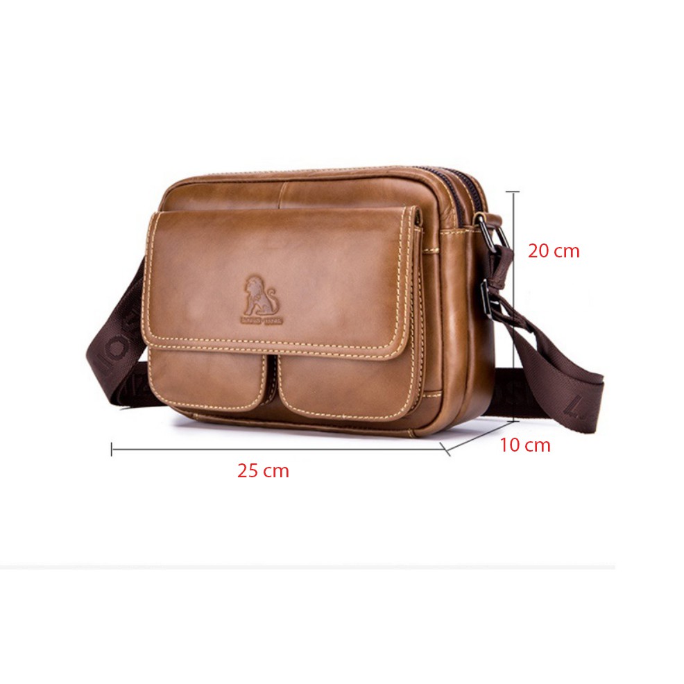 Túi đeo chéo đeo vai nam 100% da bò thật cao cấp phong cách mới