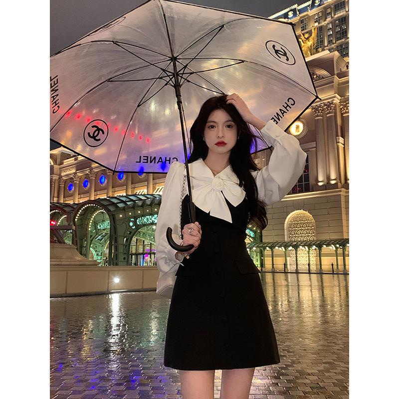 Honypove Van Zhiqiao Hepburn Đầm Ống Ôm Màu Đen Phong Cách Mùa Xuân Dành Cho Bạn Gái
