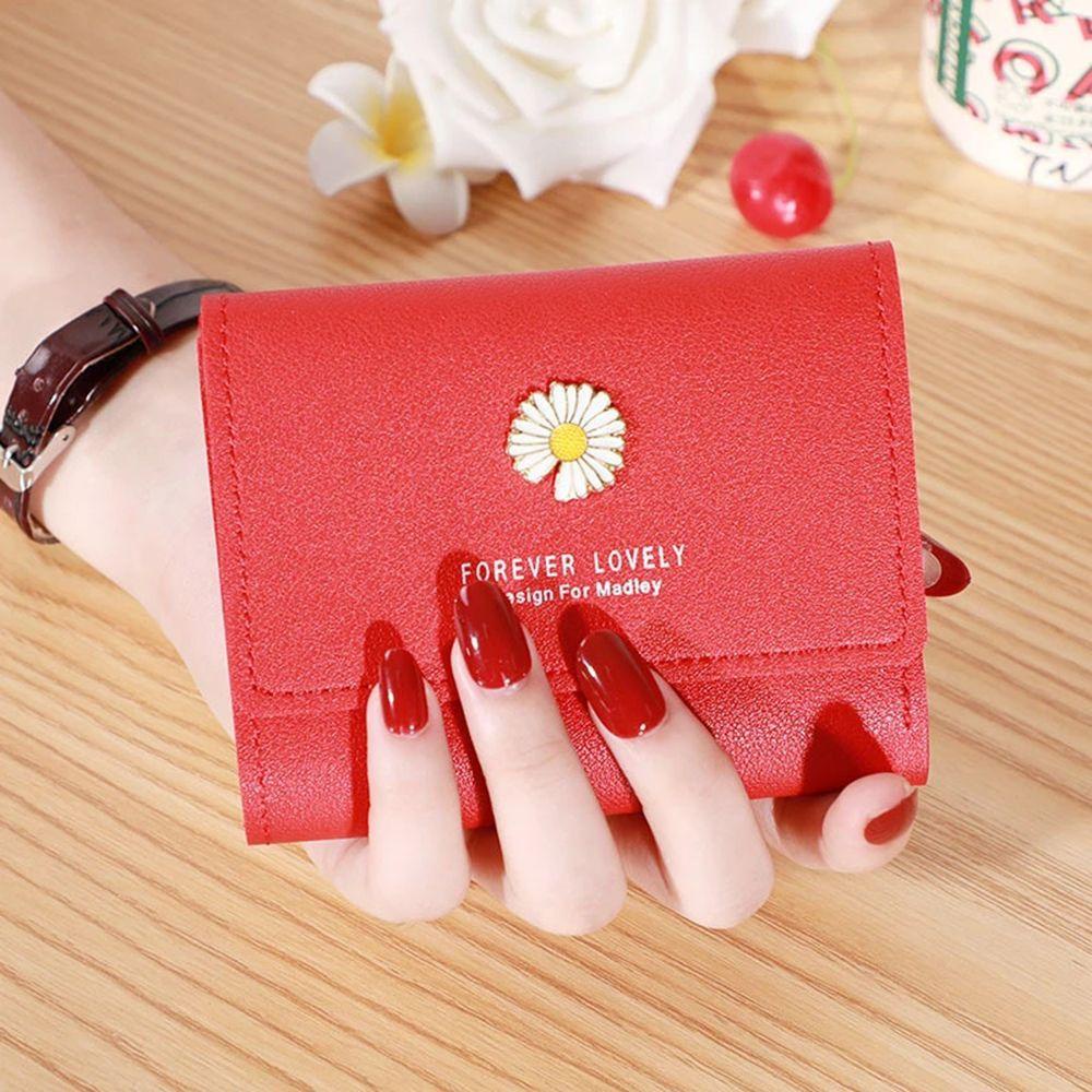 Ví Da PU Đa Năng Có Khóa Họa Tiết Hoa Cúc Xinh Xắn Cho Nữ
