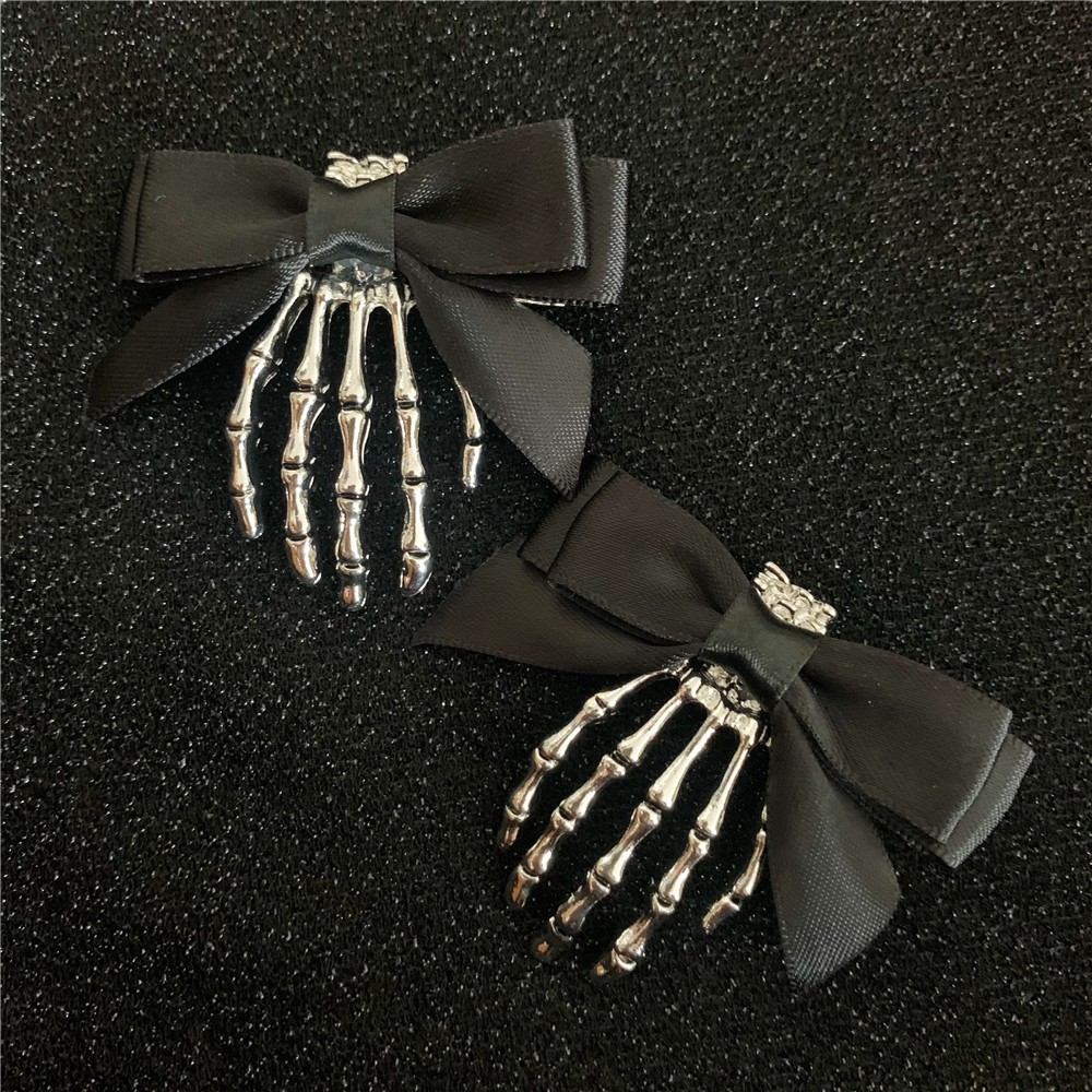Kẹp Tóc Hình Bàn Tay Xương Phong Cách Gothic Cho Halloween