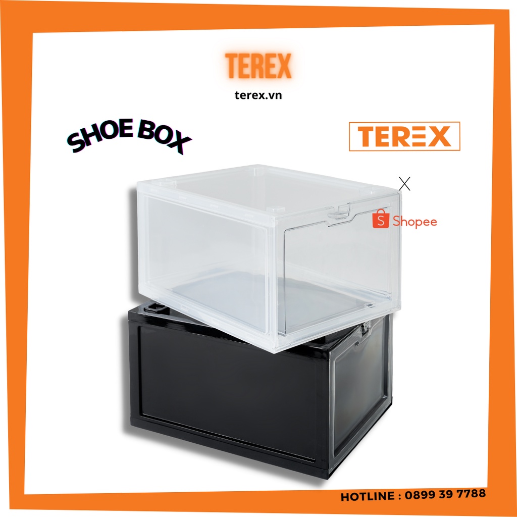 Hộp Đựng Giày, Tủ Giày Dép Nắp Nhựa Cứng ,Chống Bám Bụi Terex Chịu Lực 6kg Màu Trắng