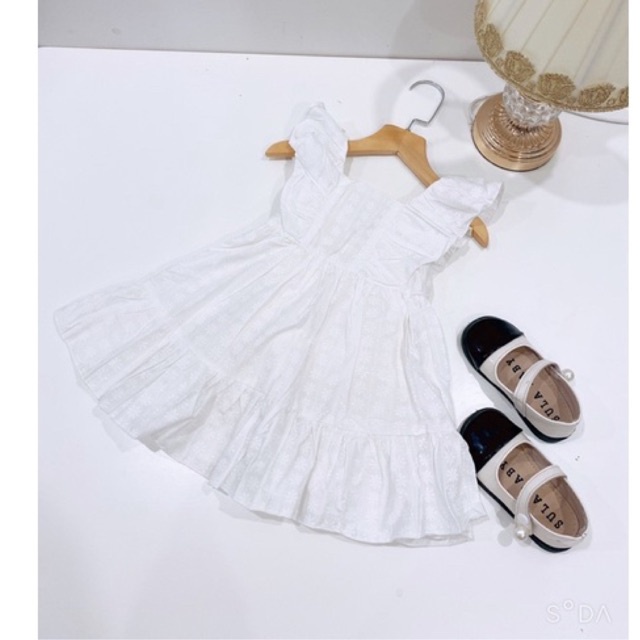 Sét váy sát nách bé gái- Váy trắng dáng xoè cho bé gái từ 8-20kg