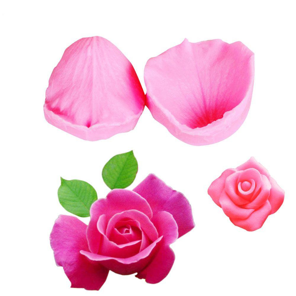 1 Cặp Khuôn Silicone Cấp Thực Phẩm Hình Cánh Hoa Hồng Làm Bánh Kẹo Đất Sét