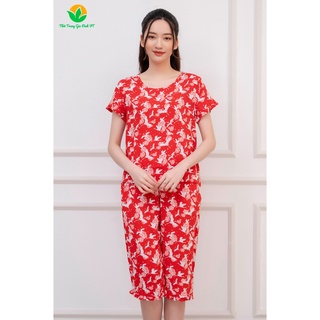 Bộ quần lửng áo cộc tay họa tiết - Thời Trang Gia Đình VT B06.2206