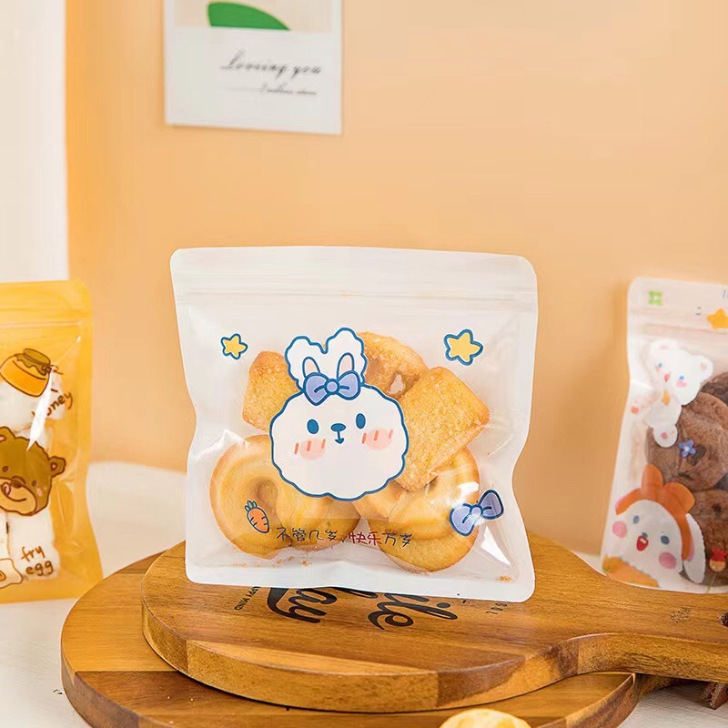 Túi Zip đựng bánh quy hoạ tiết Thỏ Cony và Gấu Brown
