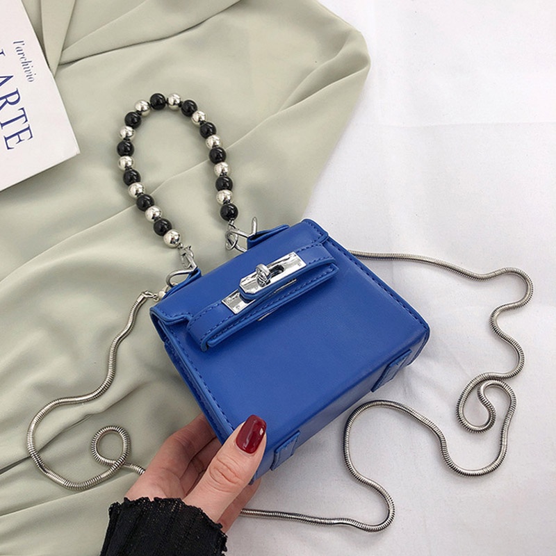 IELGY Túi Đeo Chéo Vai Có Dây Xích Đính Ngọc Trai Thời Trang Dành Cho Nữ