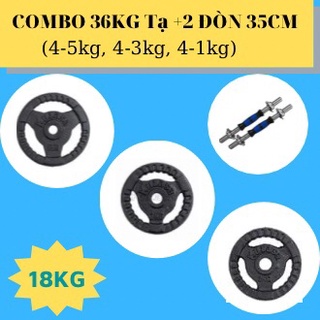 Bộ 2 tạ tay tháo lắp 18kg - bộ 36kg tạ + 2 đòn tay 35cm