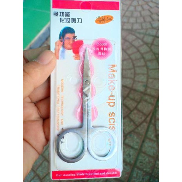 Kéo cắt tỉa chân mày bấm mi bằng thép không gỉ - đầu kéo cong