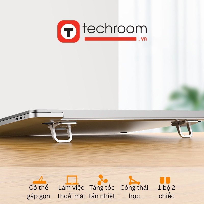 Tản nhiệt Laptop Nillkin, giá đỡ tản nhiệt Laptop, Macbook dạng gấp siêu mỏng kickfl, bằng hợp kim nhôm - Techroom.vn