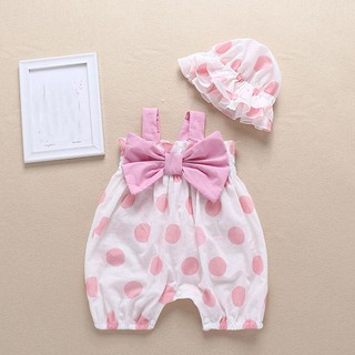 Bộ bodysuit một mảnh chấm bi dây thắt nơ dễ thương cho bé sơ sinh