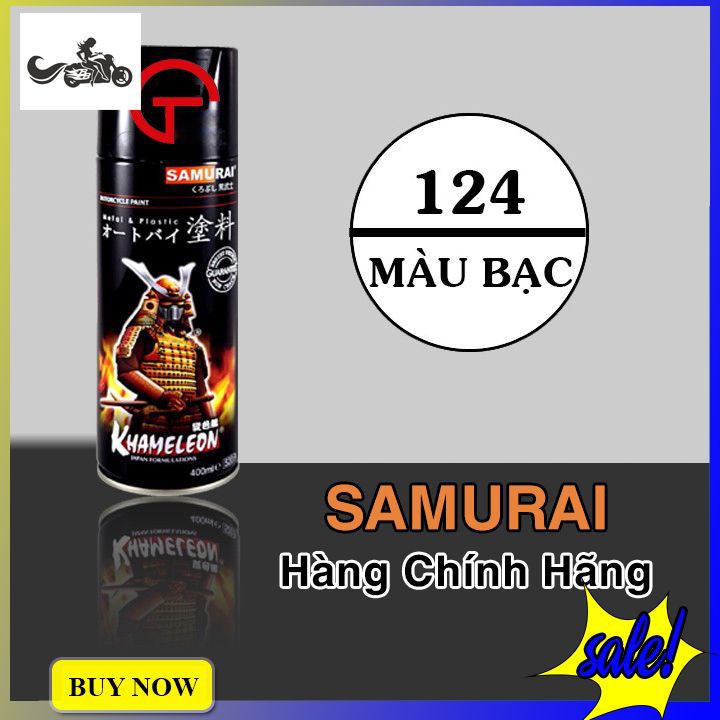 Sơn Xịt Samurai Màu Bạc 124 chai 400ml dạng xịt tiện lợi