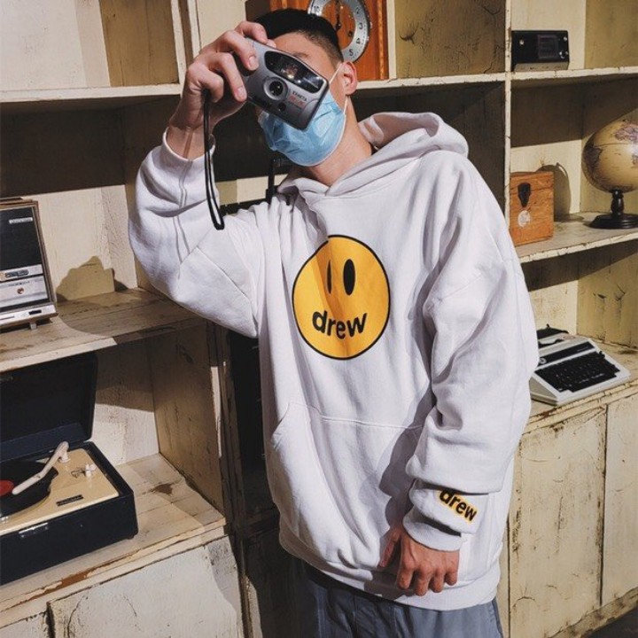 Áo nỉ hoodie/ Áo hoodie form rộng nam nữ unisex in hình mặt cười D.R.E.W  mũ 2 lớp dày dặn RÔ STORE HD09