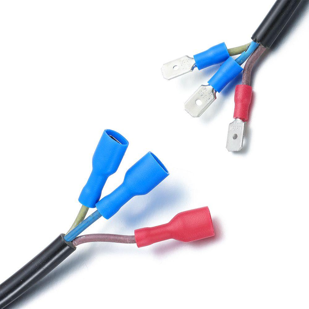 KUNHEV Set 50 Đầu Nối Dây Cách Điện Tự Động 6.3mm Màu Đỏ / Xanh Dương / Vàng