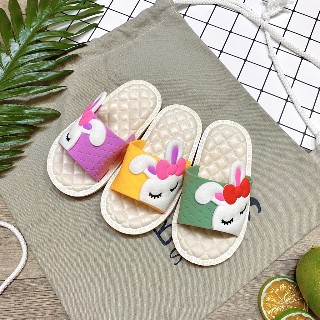 Dép quai ngang nhiều màu cho bé gái họa tiết thỏ xinh xắn - TT418