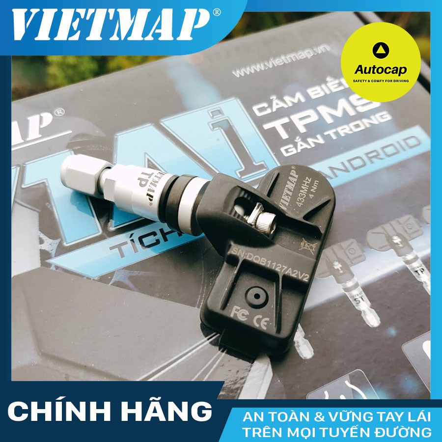 Cảm biến áp suất lốp VietMap V1Ai gắn trong tích hợp màn hình DVD Android