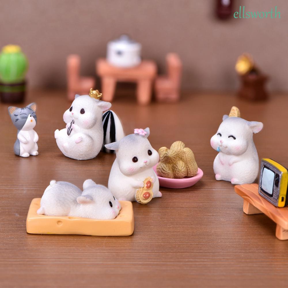 Mô Hình Chú Chuột Hamster Bóc Đậu Phộng Dễ Thương Trang Trí Tiểu Cảnh DIY