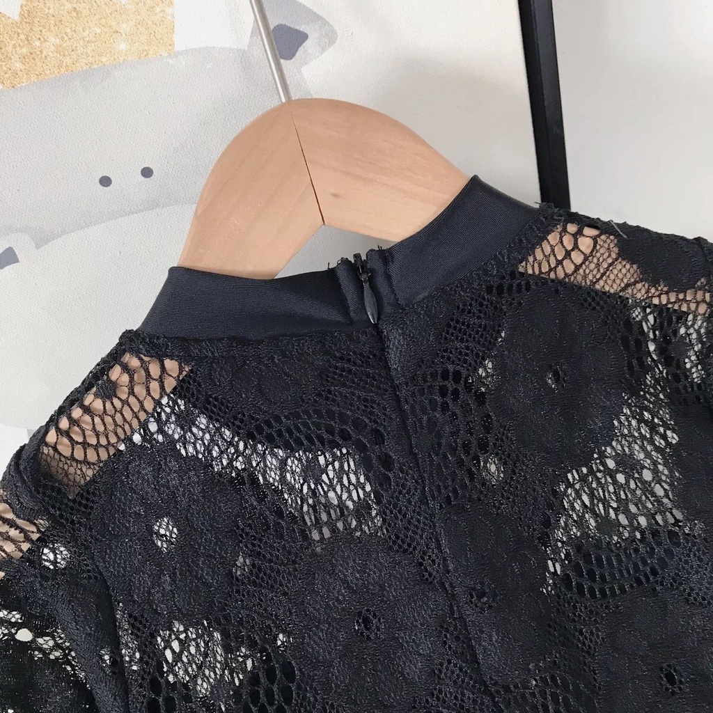 212003 Đầm bơi liền quần dài tay phối ren kèm mũ cho bé cao 80-140cm hàng nhập