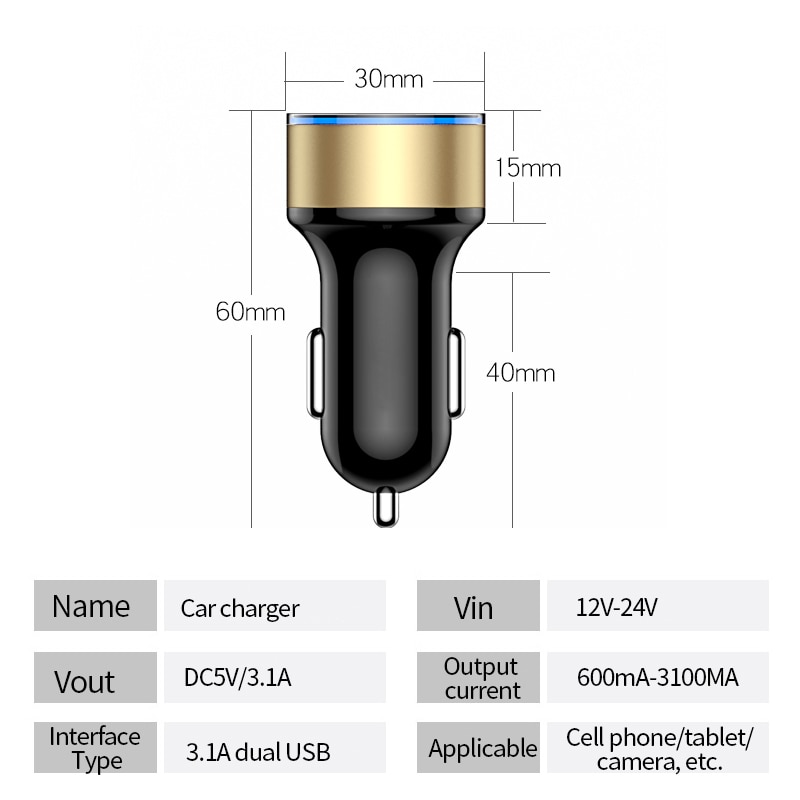 Ô tô Bộ sạc Ô tô Thuốc lá Bật lửa USB Màn hình LED 12V 24V Bộ chia ổ cắm trên ô tô Sạc điện thoại cho iPhone Samsung Auto Electronic