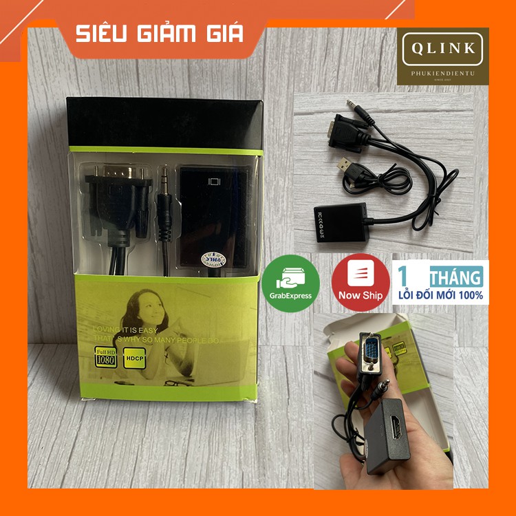 Vga to hdmi, cáp chuyển đổi VGA sang HDMI có âm thanh kèm dây micro usb