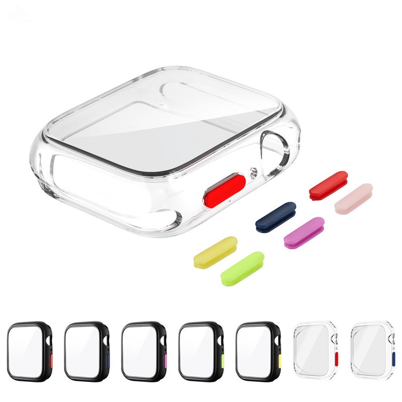 Vỏ kính cường lực PC trong suốt thích hợp cho Apple i Watch 42 38 40 44 MM Series 6 SE 5 4 3 2