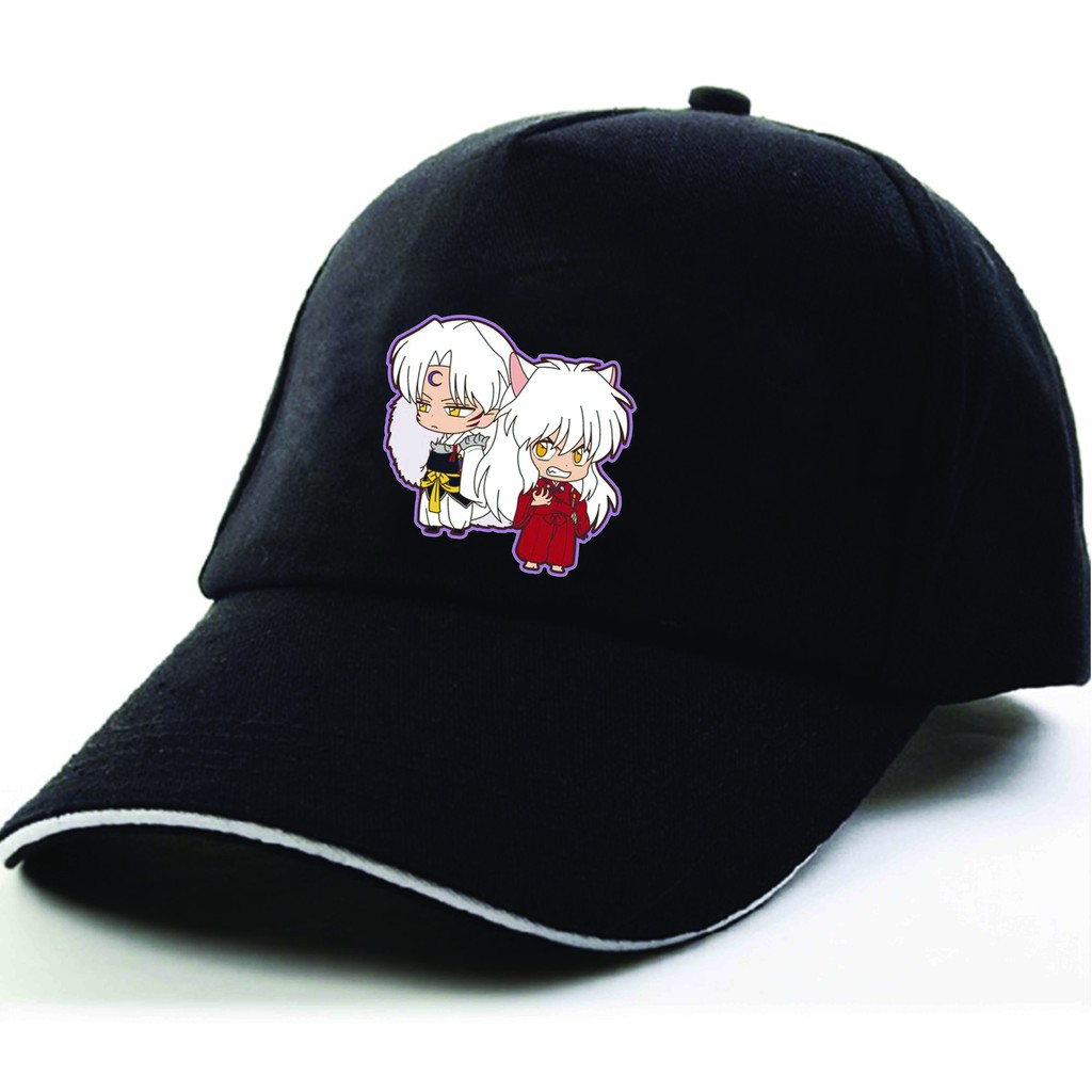 Mũ nón lưỡi trai đen in hình INUYASHA KHUYỂN DẠ XOA anime chibi thời trang phong cách