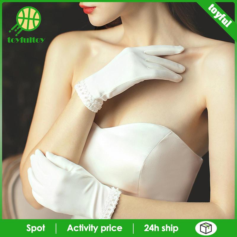 Găng Tay Satin Ngắn Toàn Diện Dành Cho Cô Dâu Trong Tiệc Cưới