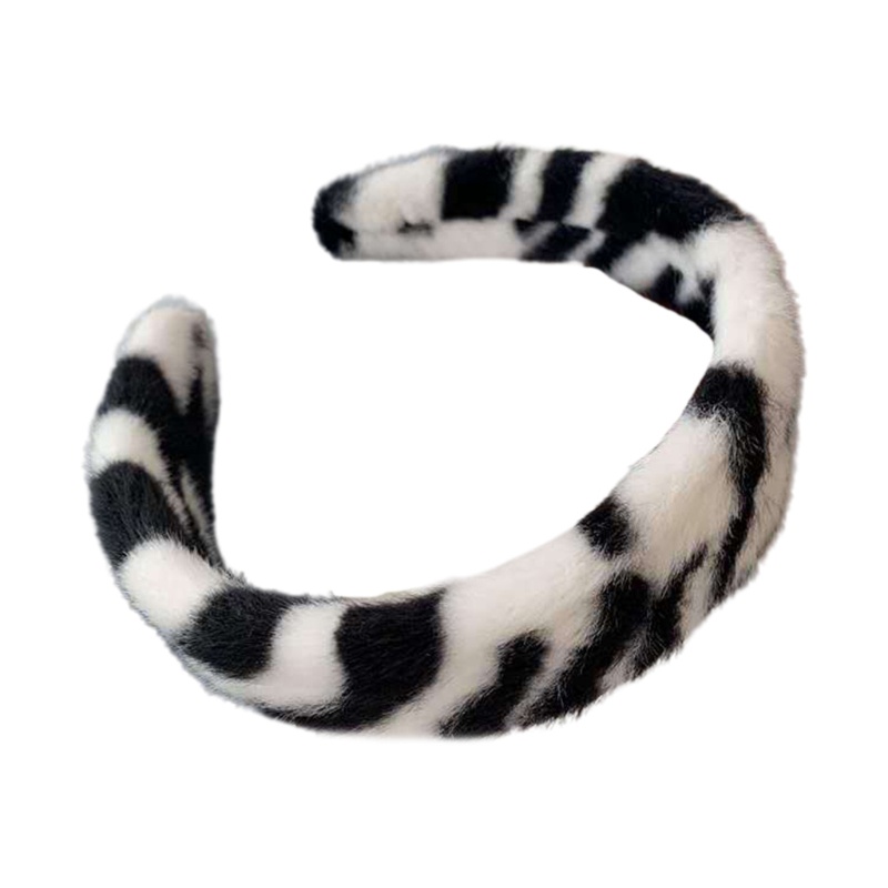 Băng Đô Cài Tóc Bản Rộng In Họa Tiết Da Báo / Ngựa Vằn Bằng Lông Nhung Dễ Thương Xinh
