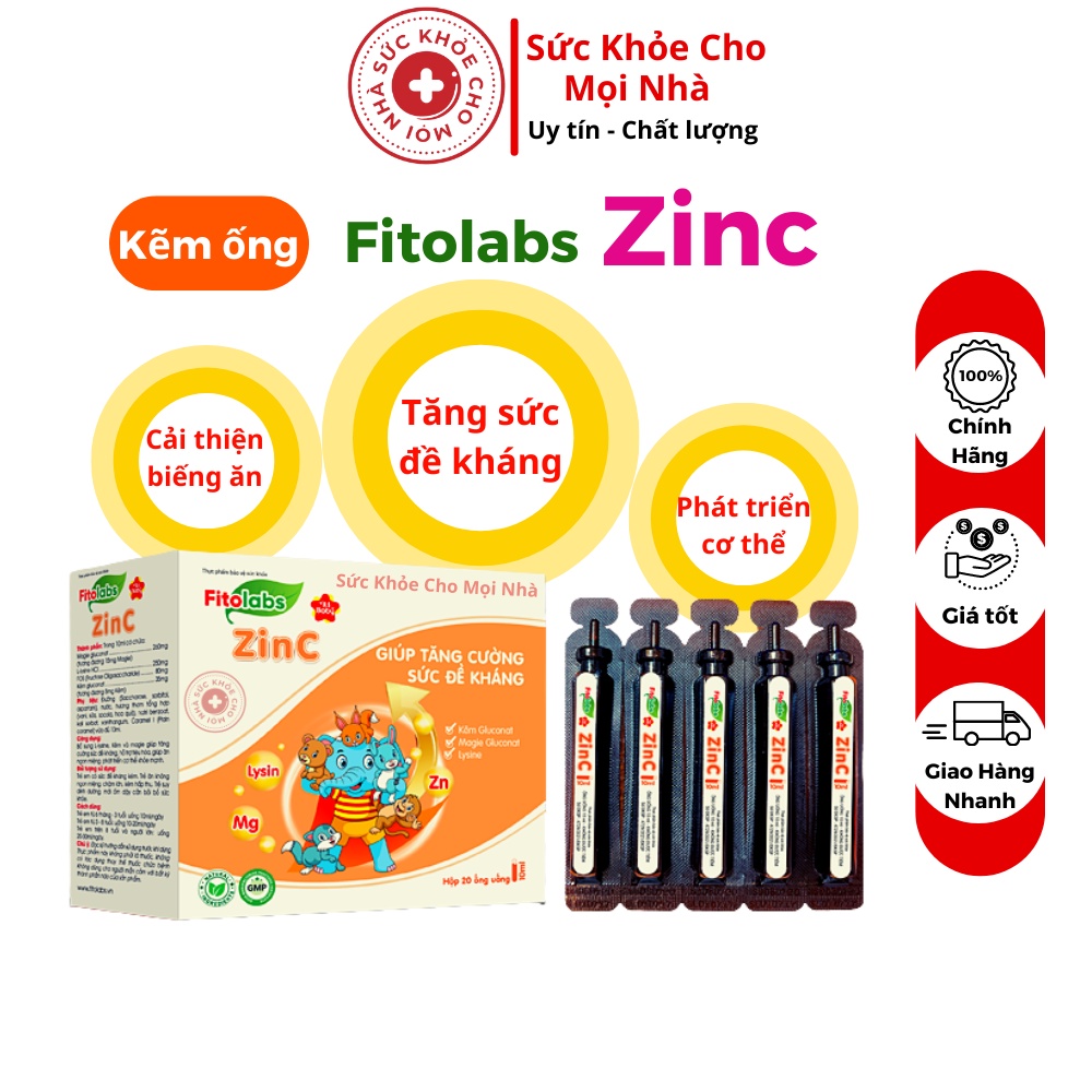 Kẽm ống Fitolabs Zinc tăng đề kháng kích thích ăn ngon tiêu hóa tốt hấp