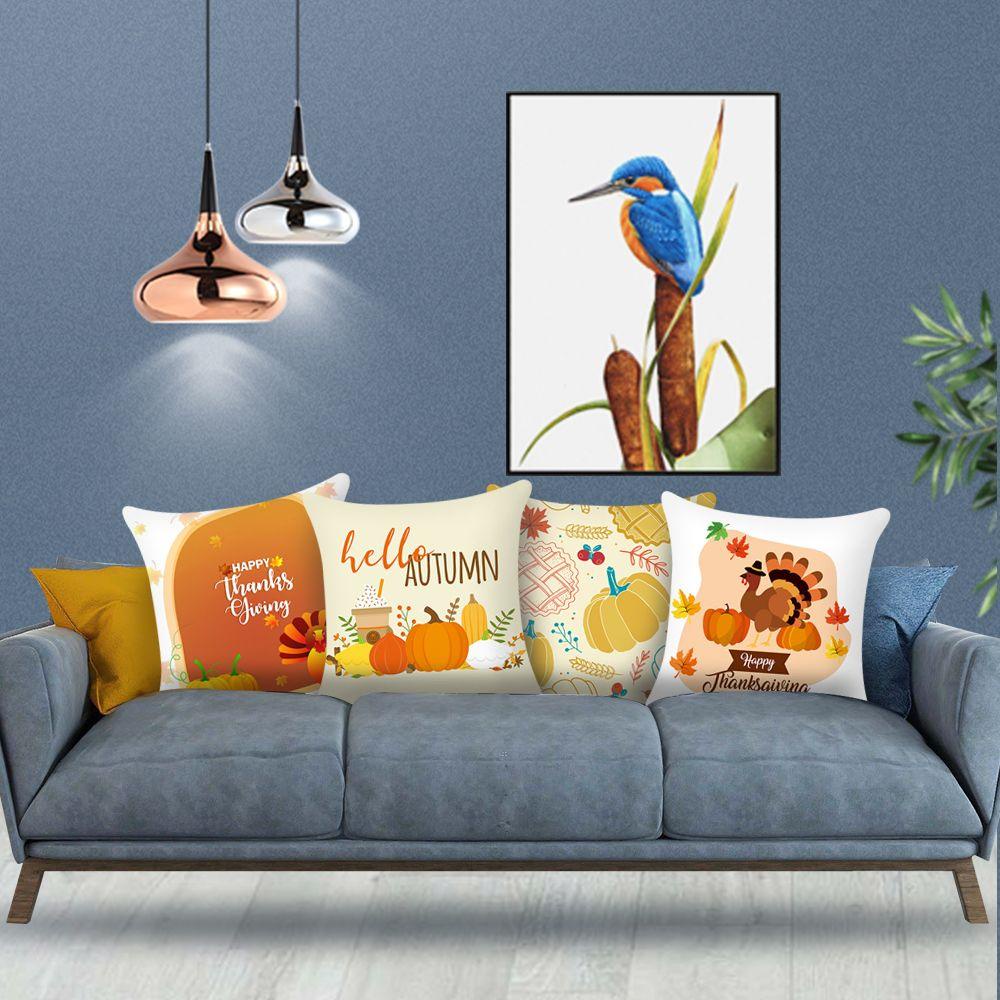 FOREVER 18x18 Inches Home Decor Pillow Covers Cute Cushion Cover Throw Pillow Case Fall Pumpkin Turkey Square Sofa Couch Decorations Decorative Supplies Autumn/Harvest/Thanksgiving