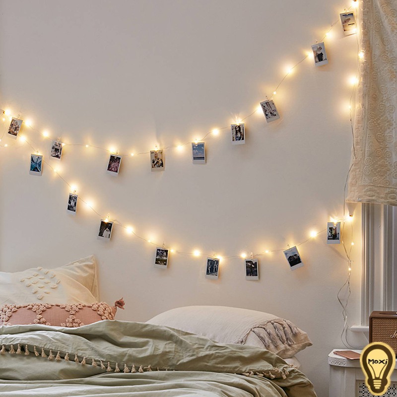 Dây đèn LED có kẹp gắn ẢNH nhãn hiệu MOXI dùng trang trí tiện dụng ,làm đèn decor.