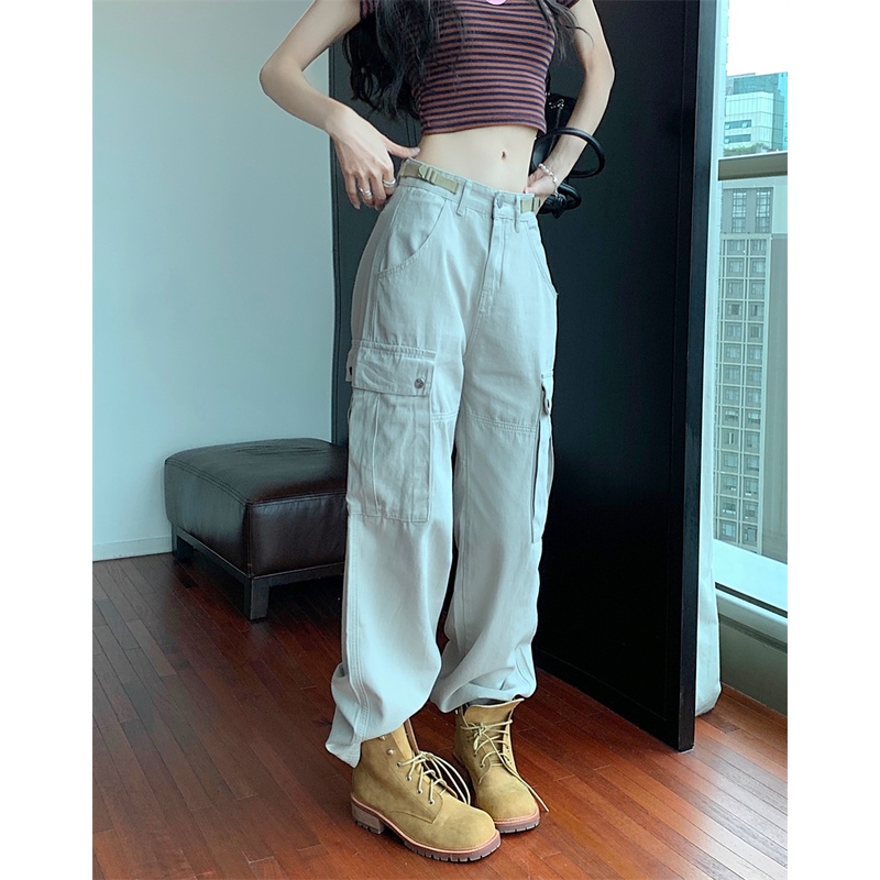 Quần ống rộng Lưng Cao Phong Cách Hip Hop Mỹ Thời Trang Cá Tính Cho Nữ