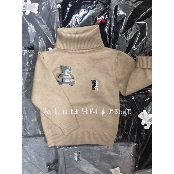 Áo len cổ lọ thêu chữ TB cho bé 8-20kg