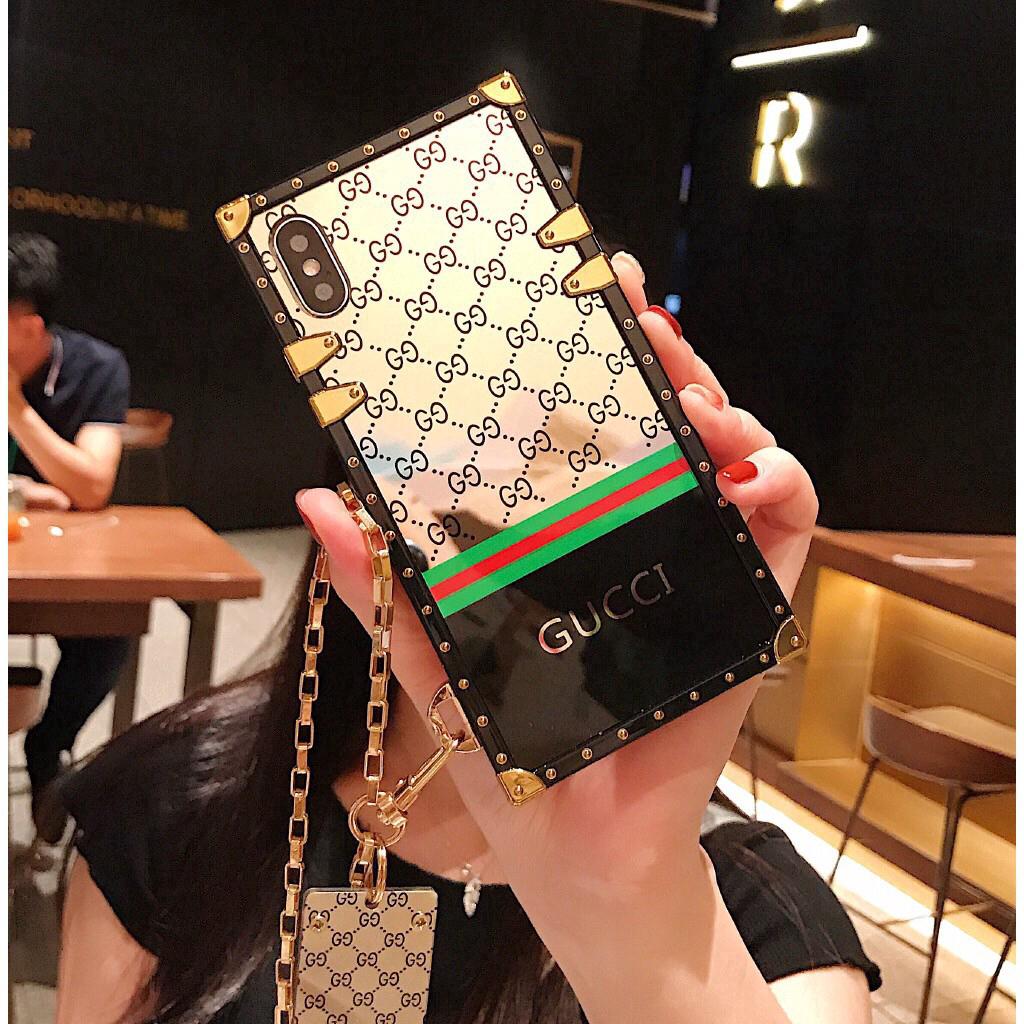 Ốp lưng Gucci thiết kế vuông góc cổ điển cho iPhone X XR XS MAX 8 7 6 6s