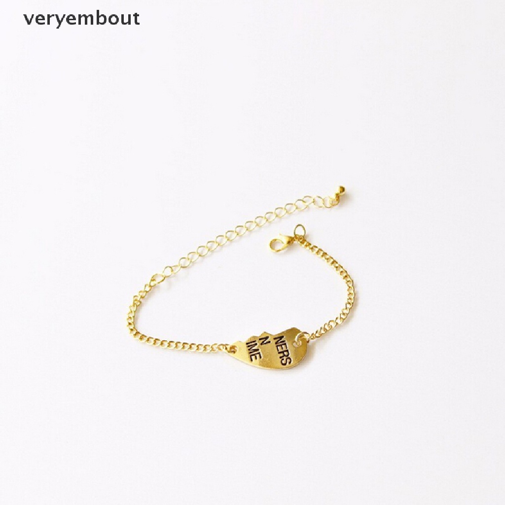 Set 2 Vòng Tay Mặt Trái Tim Chia Đôi Khắc Chữ Best Friends Forever