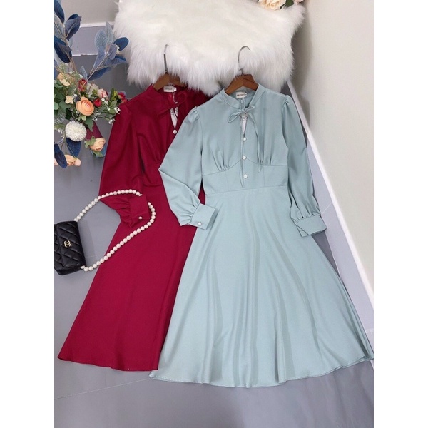 Đầm xoè tay phồng dài kiểu tiểu thư size S M L