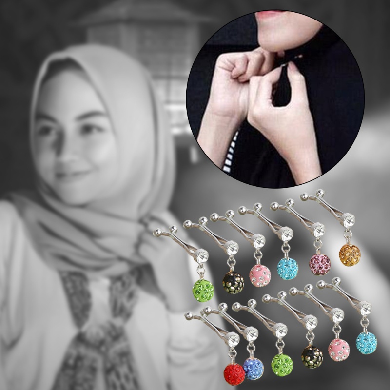 Set 12 Ghim Cài Khăn Choàng Chữ U Đính Đá Phong Cách Hồi Giáo