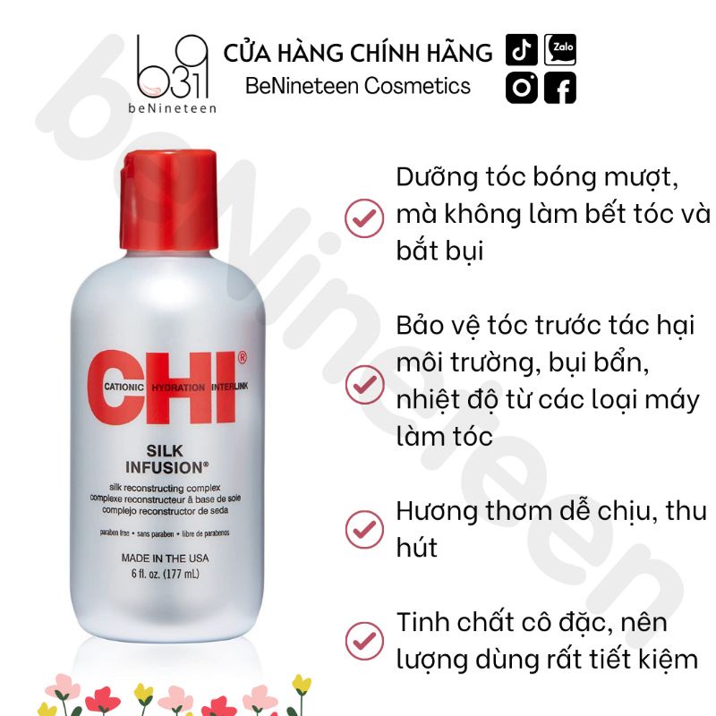 [355 ML] Tinh Dầu Dưỡng Tóc CHI Silk Infusion Tóc Bóng Mềm Mượt Chắc Khỏe Thơm Lâu 177ml / 355 ml [beNineteen]