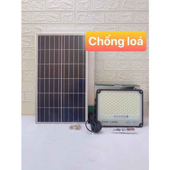 Đèn Năng Lượng Mặt Trời 100w, Đèn Led Chống Lóa Cao Cấp 100W Khung Nhôm Tấm pin 45x35cm - Bảo hành 24 tháng