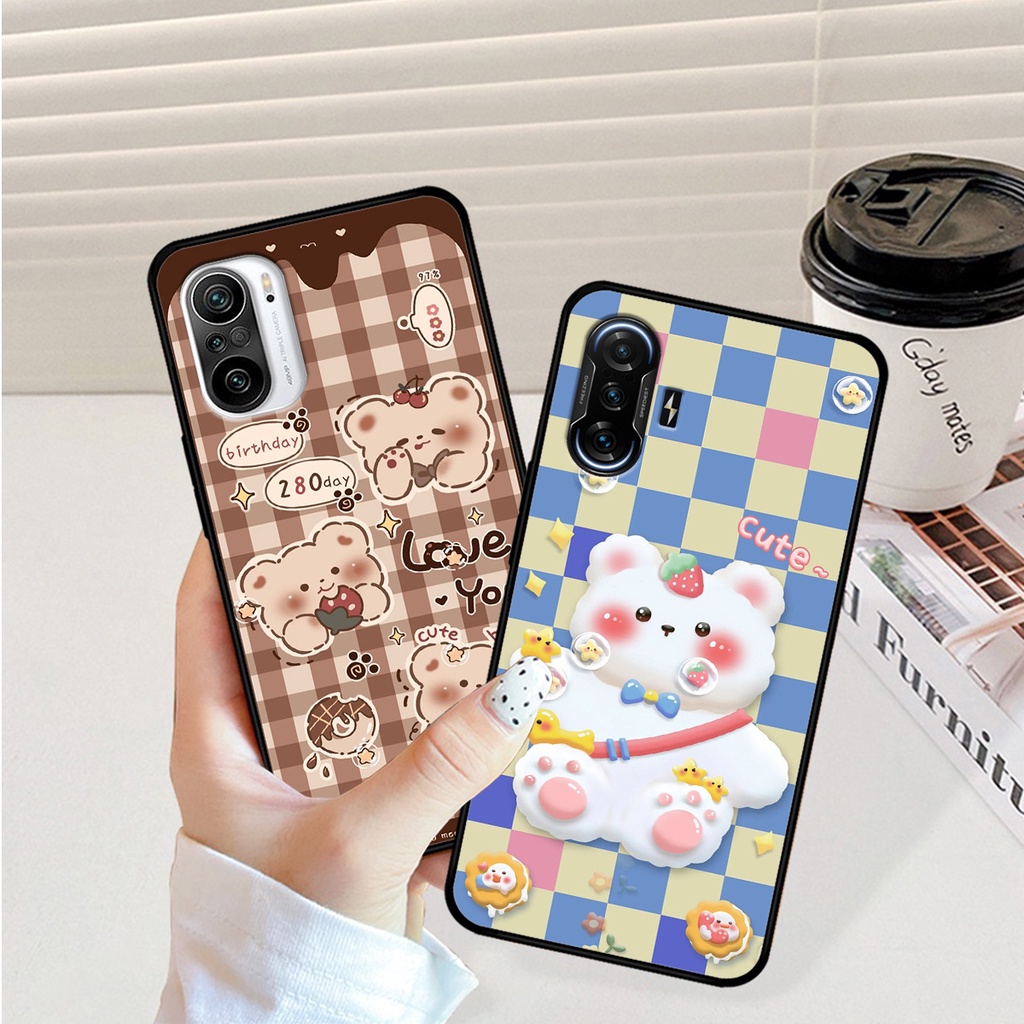 Ốp lưng Xiaomi Redmi K40 / Redmi K40 Pro / Redmi K40 Gaming in hình caro gấu thỏ dễ thương