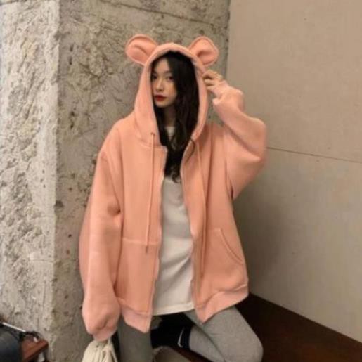 Áo Khoác Nỉ - Áo Khoác Thun Nỉ Ngoại Trơn Tai Thỏ Mền Mịn Thoáng Mát | BigBuy360 - bigbuy360.vn