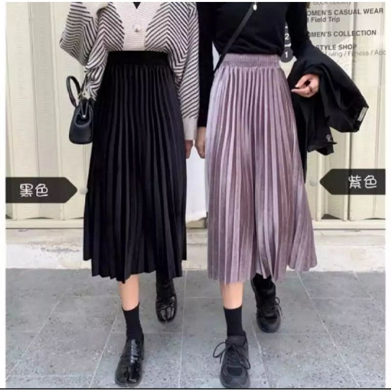 Váy PLISKET 7/8 BLUDRU Nhung Cao Cấp