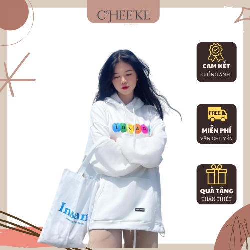 [ Có Video + Ảnh Thật ] Áo Hoodie Trắng In Chữ INSAN CheekeHouse Mã 740