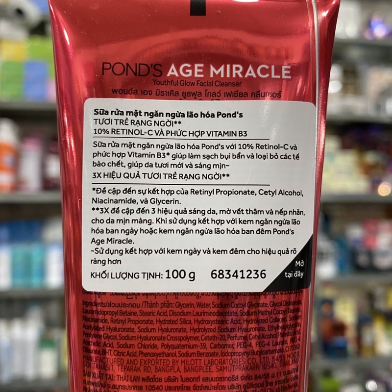 Sữa Rửa Mặt Pond's Chống Lão Hóa Age Miracle 100g